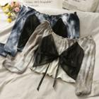 Boatneck Tie-dyed Mock Two-piece Crop T-shirt