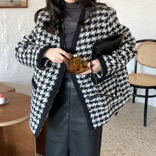 Houndstooth V-neck Jacket As Figure - One Size
