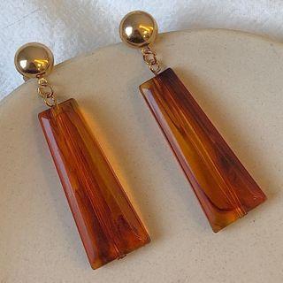 Drop Earring 0891a - 1 Pair - Stud Earring - Brown - One Size