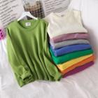 Plain Crew-neck Sweater - 9 Colors