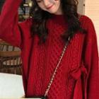 Cable Knit Sweater / Long-sleeve Floral Dress / Set