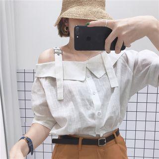 Cold-shoulder Buckled Strap Blouse