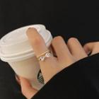 Bow Rhinestone Layered Alloy Open Ring Gold - One Size