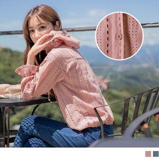 Buttoned Lace Hooded Jacket