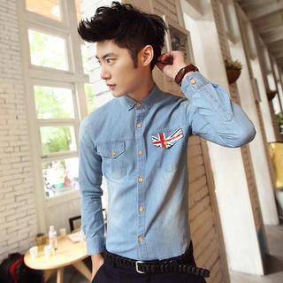 Long-sleeve Union Jack Denim Shirt
