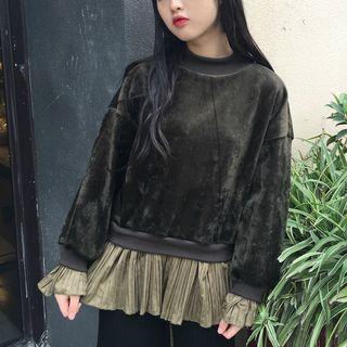 Velvet Mock Two-piece Pullover