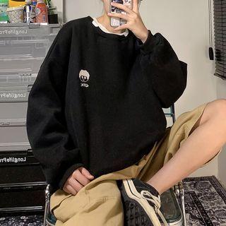 Cartoon Embroidered Oversized Sweatshirt