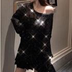 Sheer Glitter Sweater Black - One Size
