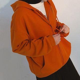 Plain Oversize Zip Hooded Jacket