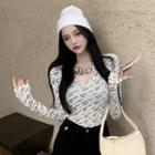 Long-sleeve Chain Detail Lettering T-shirt