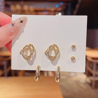 3 Pair Set: Alloy Earring (various Designs) E4148 - Gold - One Size