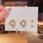 3 Pair Set: Alloy Earring (various Designs) E4148 - Gold - One Size