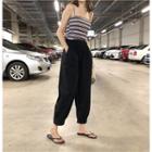 Striped Camisole Top / Plain Cropped Pants