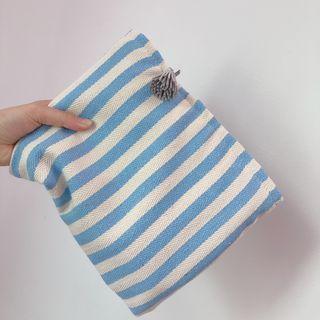 Tasseled Striped Zip Pouch