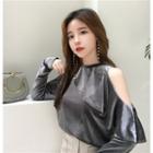 Cutout Velvet Long-sleeve Top
