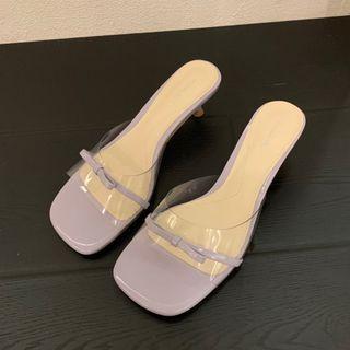 Kitten-heel Pvc Strap Sandals
