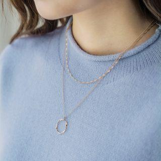 Twisted-hoop Layered Necklace Gold - One Size