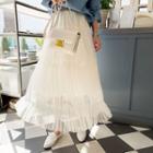 Tiered Tulle Long Skirt Cream - One Size