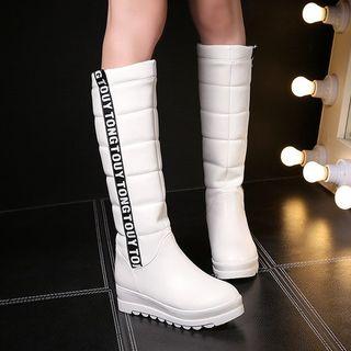 Lettering Hidden Wedge Tall Boots