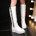 Lettering Hidden Wedge Tall Boots