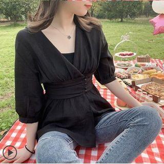 V-neck Slim-fit Blouse
