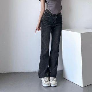 High-waist Plain Flared Jeans