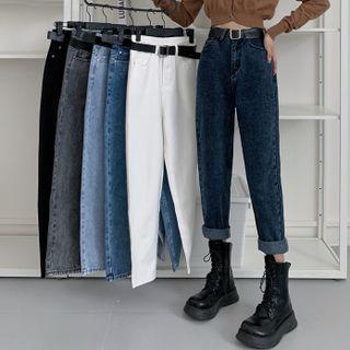 High-waist Washed Loose-fit Jeans