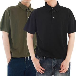 Plus Size Button-down Polo Shirt