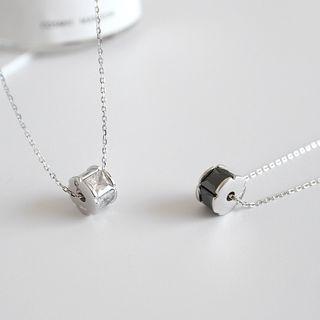 925 Sterling Silver Cubic Rhinestone Pendant Necklace