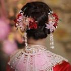 Set Of 6 : Retro Flower Faux Crystal Headpiece Red & Pink & Green - One Size