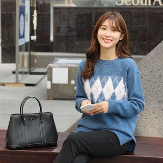 Wool Blend Argyle Sweater