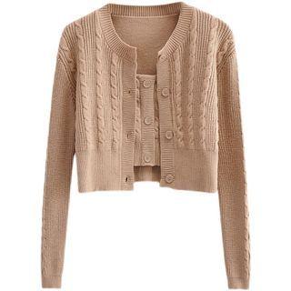 Set: Cable Knit Cardigan + Camisole Top