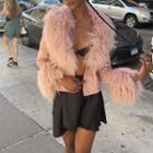 Fluffy Collar Button-through Jacket