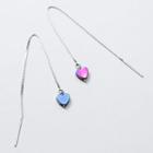 925 Sterling Silver Iridescent Heart Dangle Earring S925 - 1 Pair - As Shown In Figure - One Size