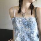 Heart Embroidered Tie Dye Camisole Top