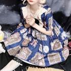 Printed Short-sleeve A-line Gown