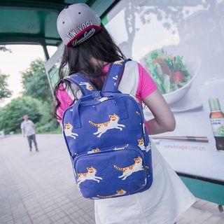 Cat Printed Canvas Backpack