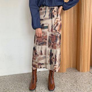 Print H-line Long Skirt