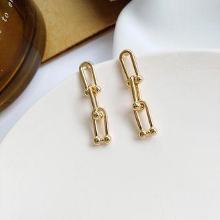 Chunky Chain Alloy Dangle Earring 925 Silver - Gold - One Size