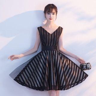 Sleeveless Striped Mini Prom Dress