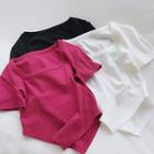 Square Neck Irregular Cropped T-shirt