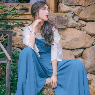 Elbow-sleeve Blouse / Jumper Pants / Set