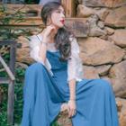 Elbow-sleeve Blouse / Jumper Pants / Set