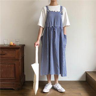 Gingham Mini Dungaree Dress