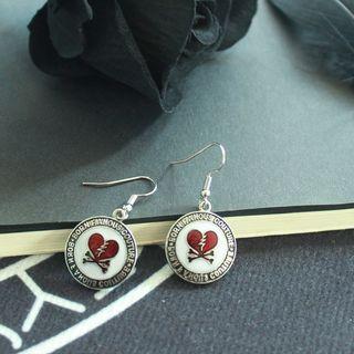 Heart Alloy Dangle Earring 1 Pair - Black & White - One Size