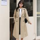 Double-breasted Raglan Trench Coat With Sash