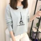 Eiffel Tower Print Long-sleeve T-shirt