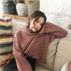 Glitter Loose-fit Turtle-neck Sweater