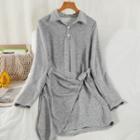 Long-sleeve Wrap Polo Dress