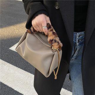 Leopard Print Fluffy Handle Crossbody Bag